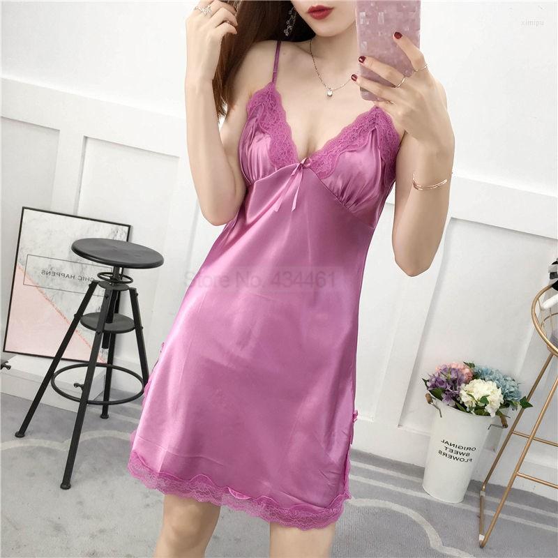 Women's Sleepwear Nightgown Lace Sleep Dress For Women Satin With Bow Nightdress Lingerie Sexy Summer V-Neck Bridal Dressing Wedding Kimono, Light purple
Women's Sleepwear Nightgown Lace Sleep Dress For Women Satin With Bow Nightdress Lingerie Sexy Summer V-Neck Bridal Dressing Wedding Kimono, Light purple