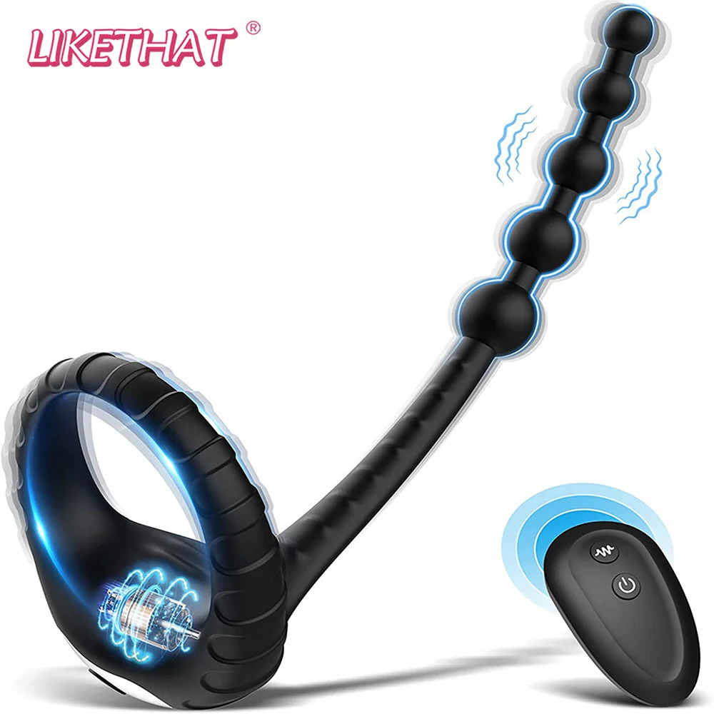 Vibrators Remote Control Prostate Vibrator Cockring Sex Toys for Men Masturbator Anal Beads Butt Plug Penis Ring Sexy Accessories 231113