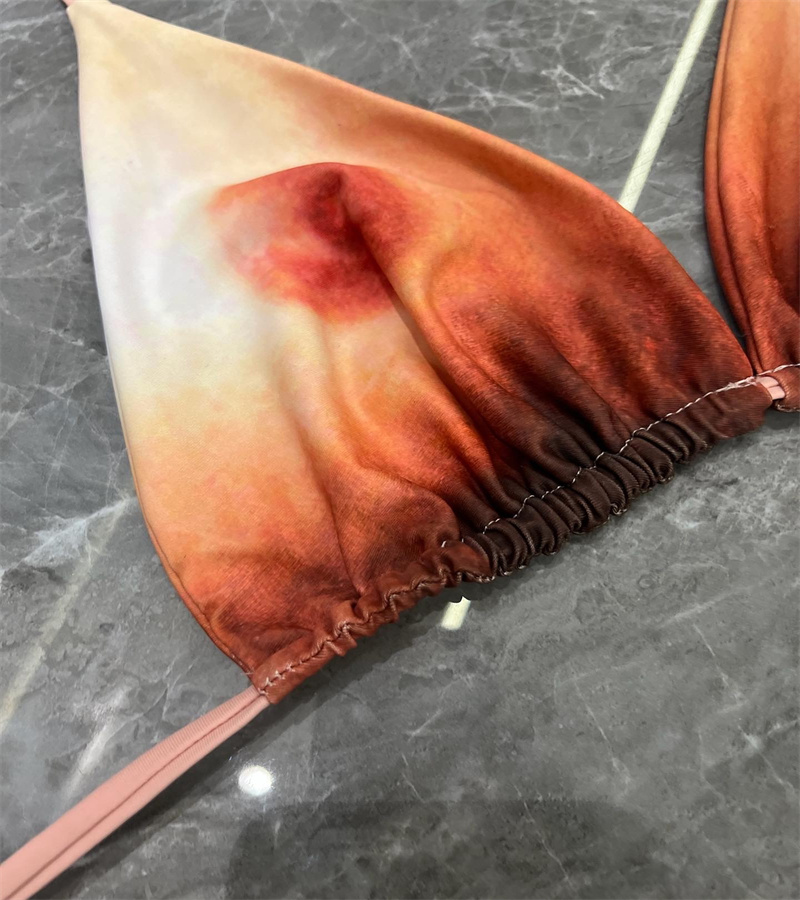 2025--Swimsuit Female Split Bikini Set Style Tie Dye Wind Beach Bathing Suit