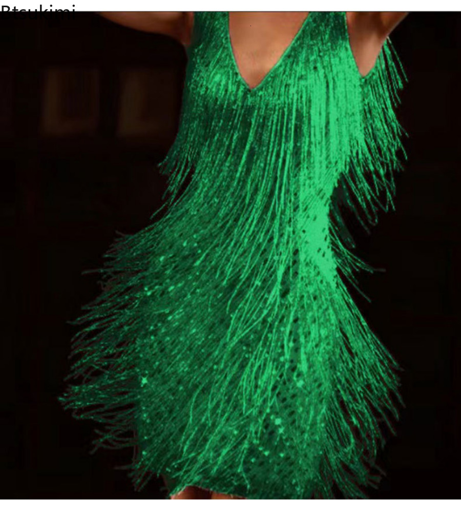 Casual Dresses Women Sexy Tassel Dress V Neck Backless Club Night Dresses Prom Ballroom Samba Fringe Dance Flapper Pencil Mini Dress S-5XL 230413