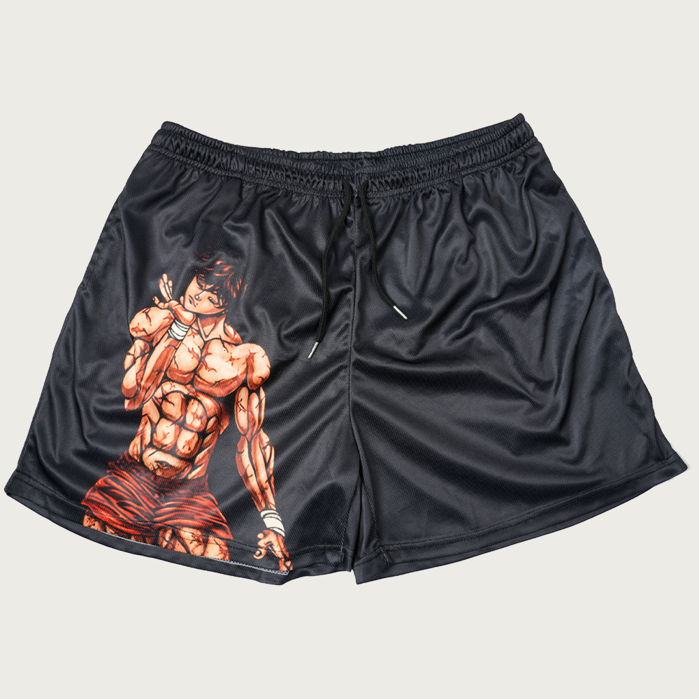 Mens Shorts GYM Shorts for Men to Fitness Anime Shorts Manga Baki Hanma 3D Printed Short Pants Mesh Quick Dry Casual Sports Scanties Male 230413