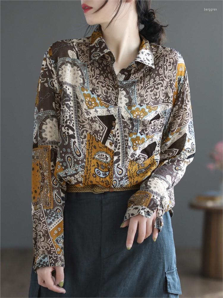 Women's Blouses Retro Women Shirt 2023 Summer Autumn Loose Print Casual Tops Turn-down Collar Button Long-sleeved All-match Blouse, Figure 3
Women's Blouses Retro Women Shirt 2023 Summer Autumn Loose Print Casual Tops Turn-down Collar Button Long-sleeved All-match Blouse, Figure 3