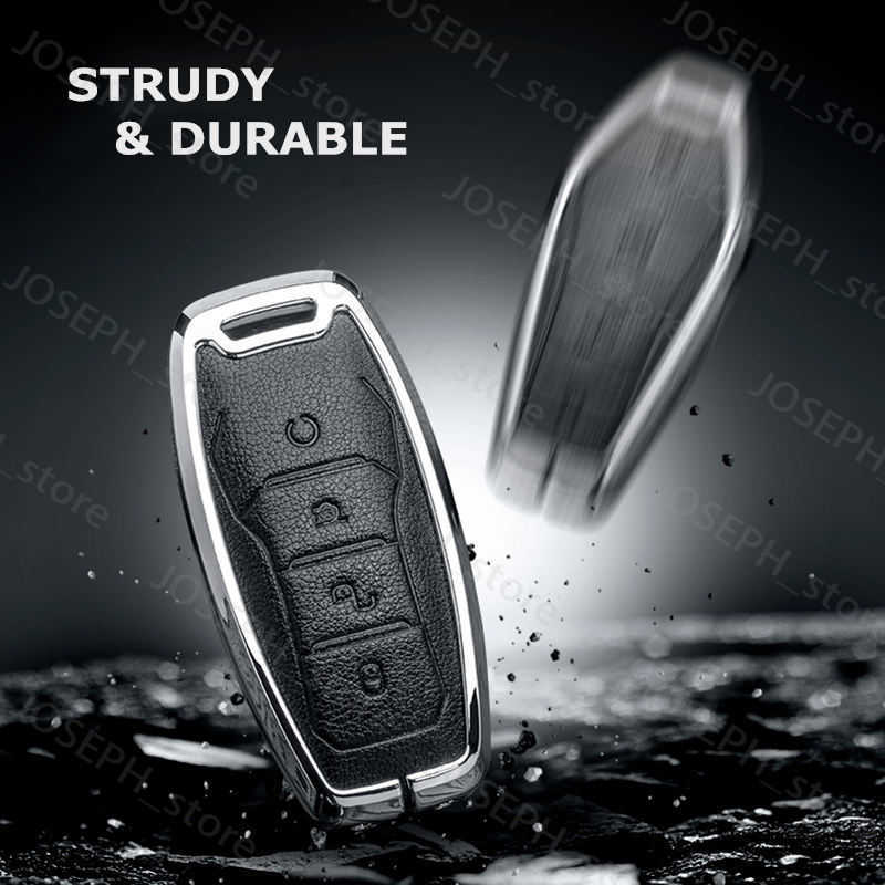 Key Rings Key Case Cover for BYD Song Plus Atto 3 Han EV Tang DM Qin Seal Dolphin Leather Metal Remote Fob Holder Keychain Car Accessories J230413