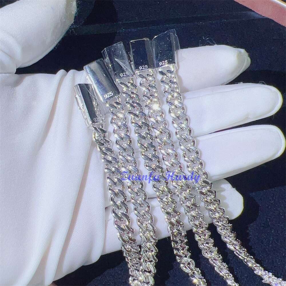 designer hip hop jewelry 8mm 16 18 20 22 inches link necklace VVS GRA Certified moissanite cuban chain