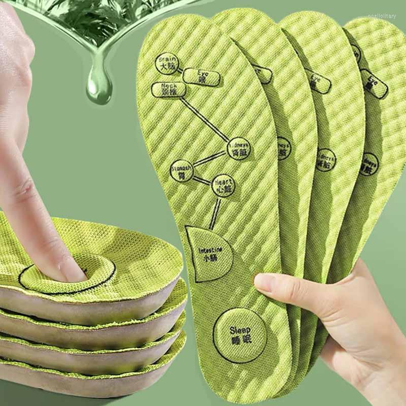 

Women Socks 3D Foot Acupressure Insole Men Soft Breathable Sports Running Cushion Inserts Sweat-absorbing Deodorant Shoe Pads, Green
