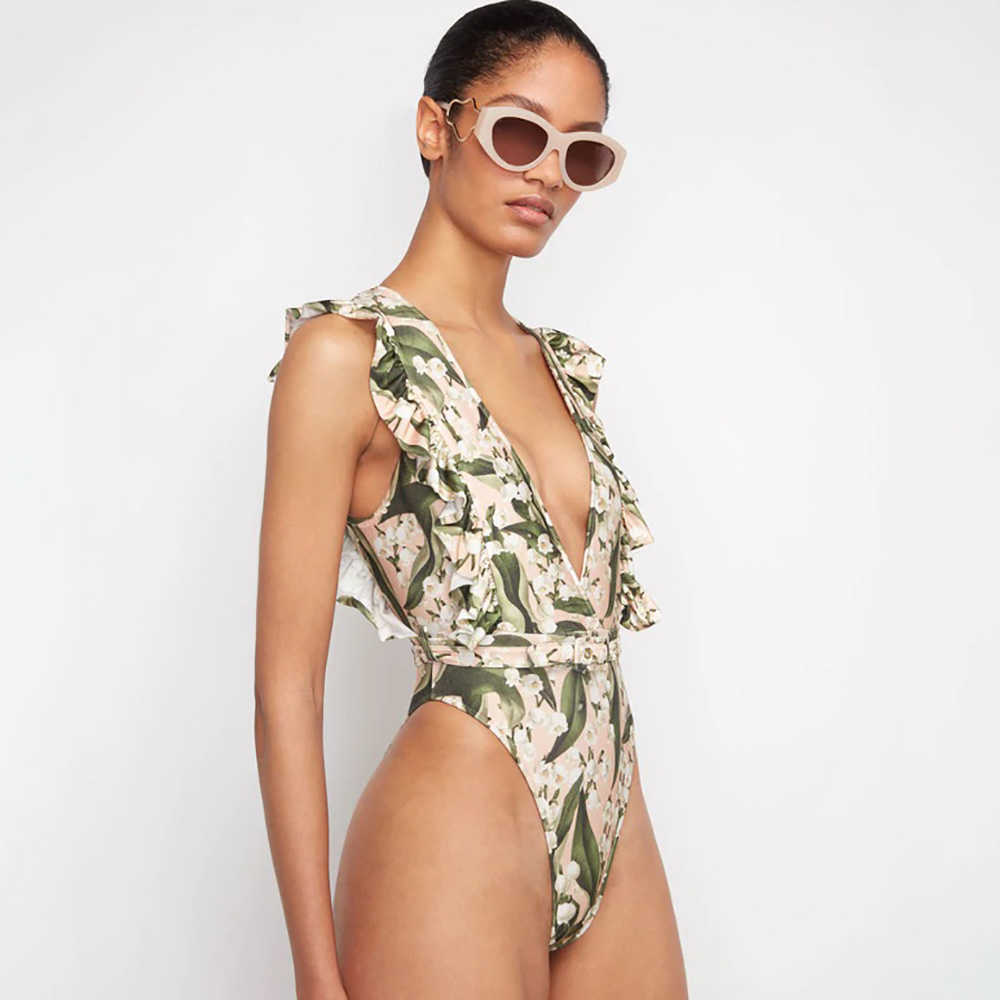 Floral Female Bikini Women's Swimsuit One Piece Deep V Print Swimwear Green Ruffled Beach Bathing Suit230413
Floral Female Bikini Women's Swimsuit One Piece Deep V Print Swimwear Green Ruffled Beach Bathing Suit230413
