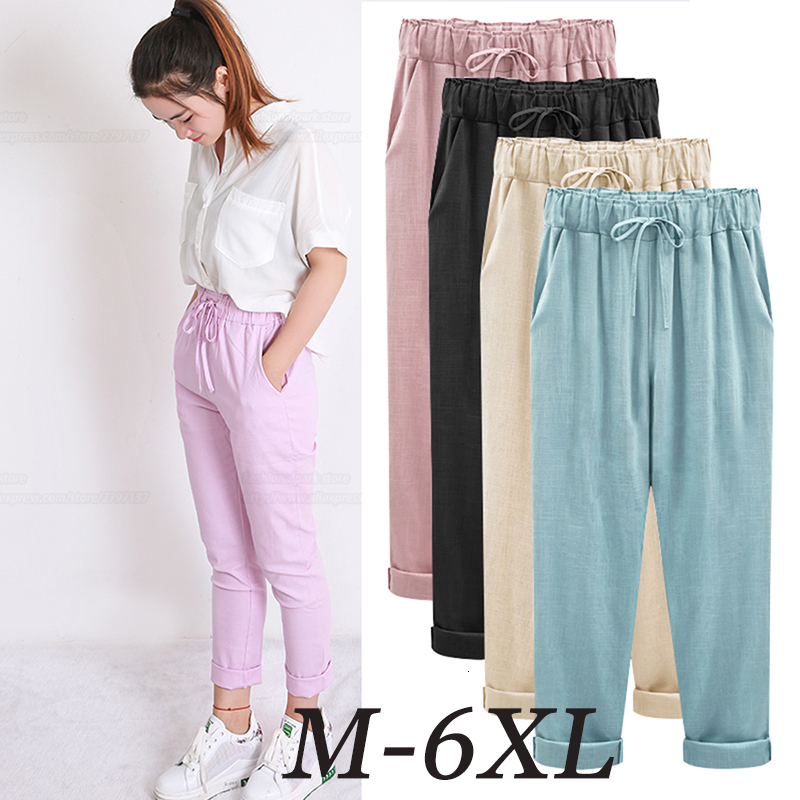 Women's Pants Capris Summer Harem Pants Women High Waist Loose Straight Nine Pants Womens Casual Trousers OL Pants Women Slacks 230413