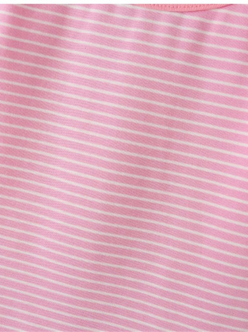 Camisoles Tanks PUWD Casual Women Pink Striped Print Soft Cotton Tank Summer Fashion Ladies Vintage Slim Short Tops Female Chic Crop Top 230413