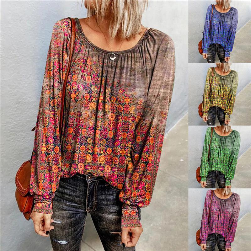 Women' T Shirts Gradient Floral Print Long Sleeve Shirt Tops For Women Casual Loose Elegant Pleated Autumn Spring Round Neck Pullovers, Red
Women' T Shirts Gradient Floral Print Long Sleeve Shirt Tops For Women Casual Loose Elegant Pleated Autumn Spring Round Neck Pullovers, Red