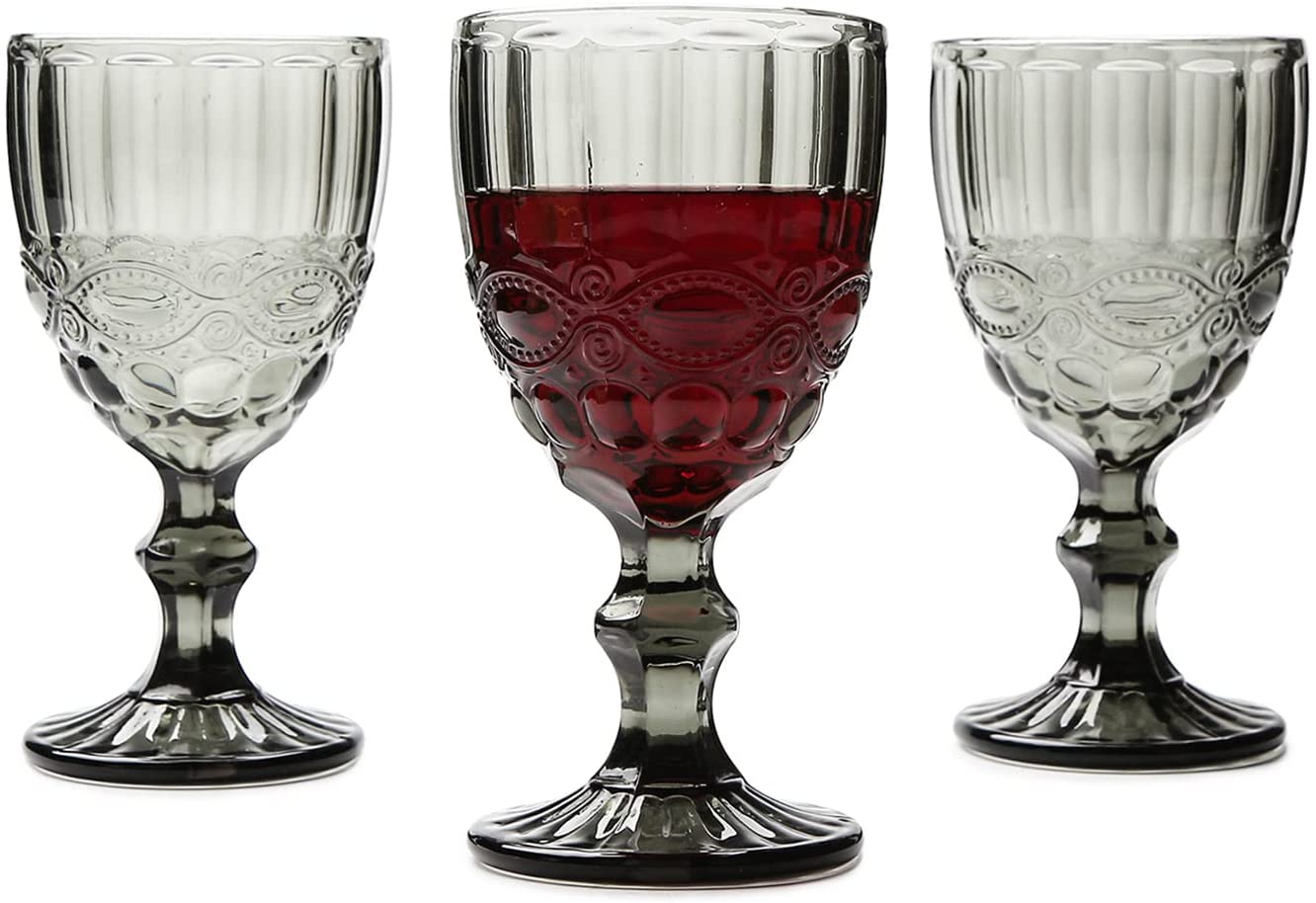 Szhome 10oz Wine Glasses Colored Glass Goblet with Stem 300ml Vintage Pattern Embossed Romantic Drinkware for Party Wedding
Szhome 10oz Wine Glasses Colored Glass Goblet with Stem 300ml Vintage Pattern Embossed Romantic Drinkware for Party Wedding