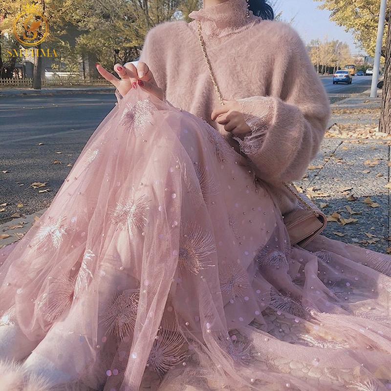 Work Dresses SMTHMA Autumn Winter Long-Sleeved Loose Soft Mohair Knit Sweater Two-Piece Stes Female Sweet Embroidery Mesh Skirt Suit, Photo color
Work Dresses SMTHMA Autumn Winter Long-Sleeved Loose Soft Mohair Knit Sweater Two-Piece Stes Female Sweet Embroidery Mesh Skirt Suit, Photo color