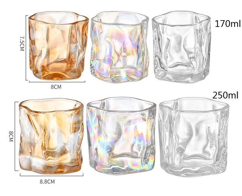 2024 Twisted Flower Whiskey Glass Transparent Beer Glass Glass Water Cup Glass Coffee Cup Origami Cup Ins Style Creative Drinkware