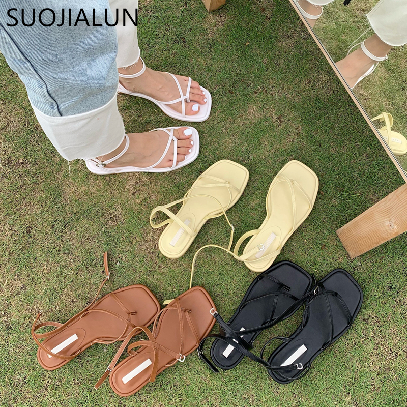 Sandals SUOJIALUN Summer Women Sandal Shoes Low Round Heel Narrow Band Gladiator Casual Sandal Ladies Casual Outdoor Beach Slides 230413, Black
Sandals SUOJIALUN Summer Women Sandal Shoes Low Round Heel Narrow Band Gladiator Casual Sandal Ladies Casual Outdoor Beach Slides 230413, Black