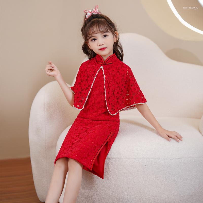 Ethnic Clothing Kids Girl Lace Qipao Red Dress Formal Chinese Children Clothes Cute Toddler Modern Cheongsam Birthday Gift Evening Dresses
Ethnic Clothing Kids Girl Lace Qipao Red Dress Formal Chinese Children Clothes Cute Toddler Modern Cheongsam Birthday Gift Evening Dresses