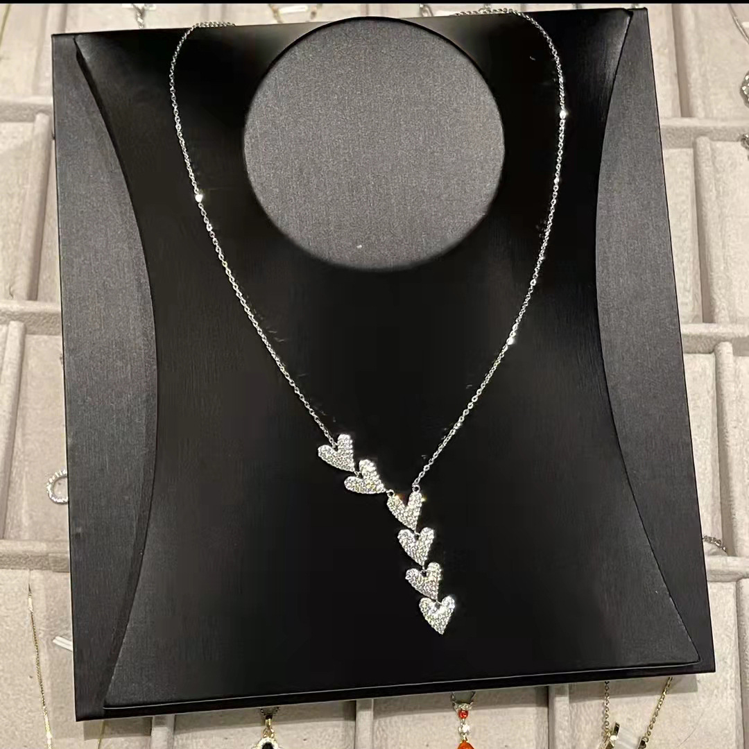 Queen Heart Diamond Chocker Necklace Sterling Silver Party Wedding Pendants Necklace For Women Bridal Engagement Jewelry Gift