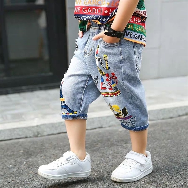 Shorts Denim for Kid Boys Jean Summer Casual Cotton Print Children Pants 90 To 160cm Boy 230412
