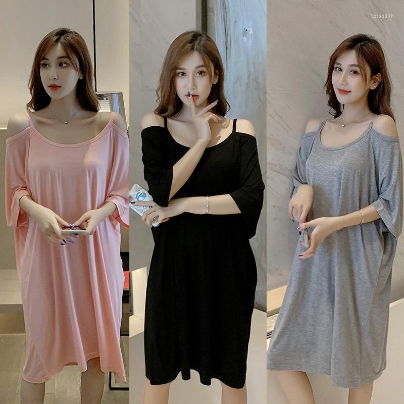 Women's Sleepwear Women's Summer Modal Sexy Off-The-Shoulder NightDress Half Sleeve, Black
Women's Sleepwear Women's Summer Modal Sexy Off-The-Shoulder NightDress Half Sleeve, Black