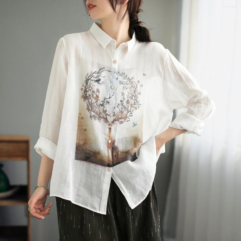 Women's Blouses 23Women Ramie Shirts Spring Summer Retro Print Loose Single-Breasted Turn-Down Collar Female Tide Tops Wild, Beige
Women's Blouses 23Women Ramie Shirts Spring Summer Retro Print Loose Single-Breasted Turn-Down Collar Female Tide Tops Wild, Beige