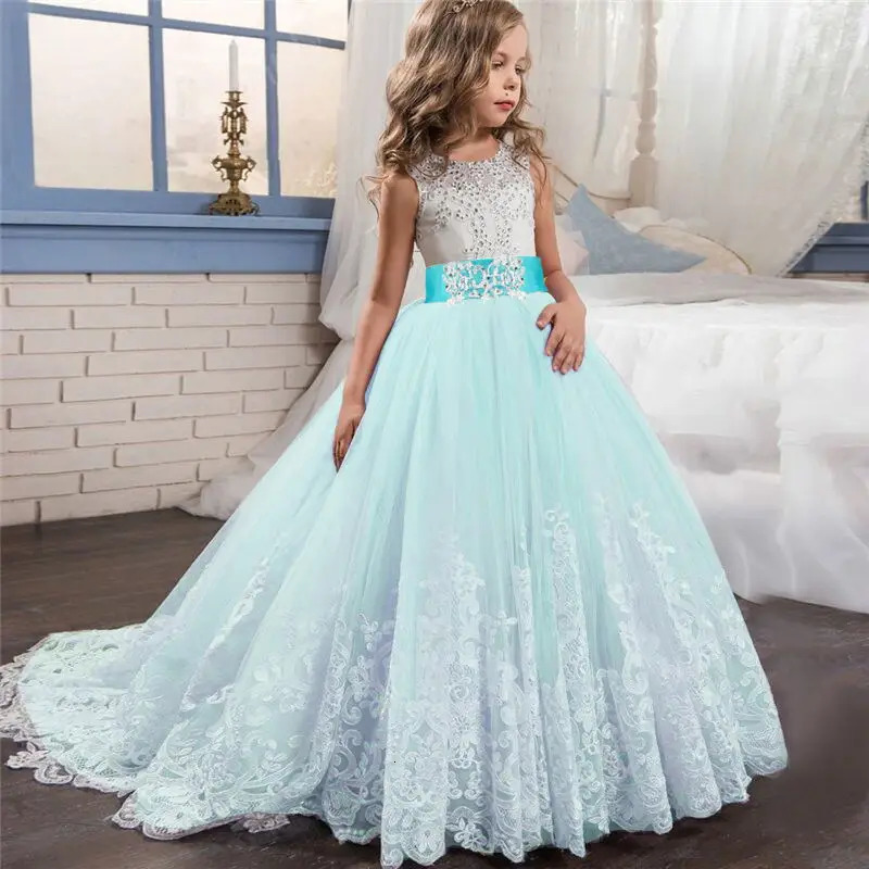 Girl's Dresses Girls Birthday Dresses for Kids Children Princesss Party Dress Flower Elegant Wedding Gown Vestidos for 6-14 Yrs Christmas Dress 2