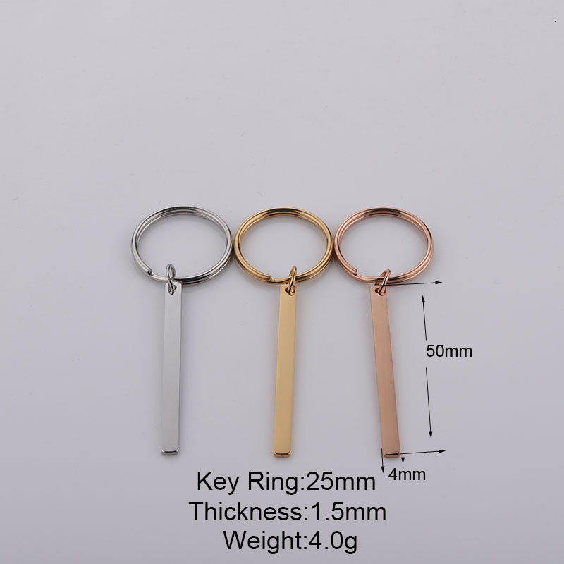 Keychains Lanyards Fnixtar 10Pcs Strip Bar Keychain Mirror Polish Stainless Steel Stamping Blank Keychain For DIY Custom Name Engrave Tags Keychain 23