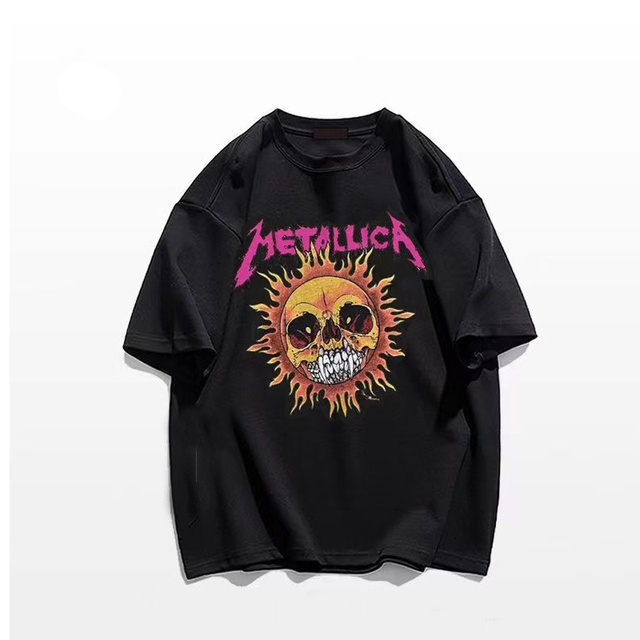 Men's T-Shirts Metal Rock Band Mens T Shirts Graphic Vintage Cotton Oversized Hip Hop Streetwear Heavy Music Tees Punk Y2k Short Sleeves 230412