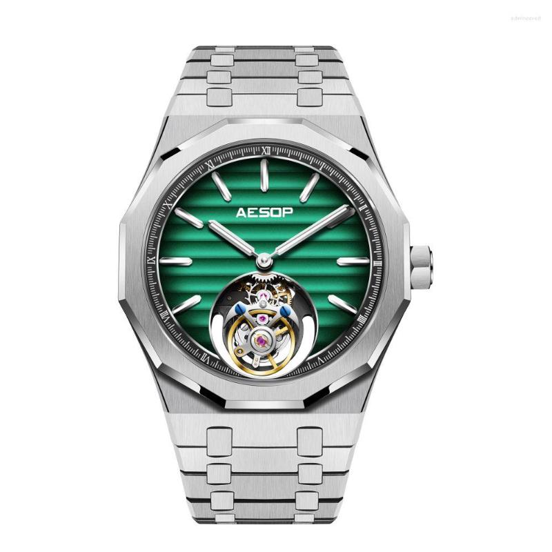 Wristwatches AESOP Polygon Mens Flying Tourbillon Watches Super Luminous Sapphire Mirror Male Hand Winding Mechanical Waterproof, Steel black
Wristwatches AESOP Polygon Mens Flying Tourbillon Watches Super Luminous Sapphire Mirror Male Hand Winding Mechanical Waterproof, Steel black