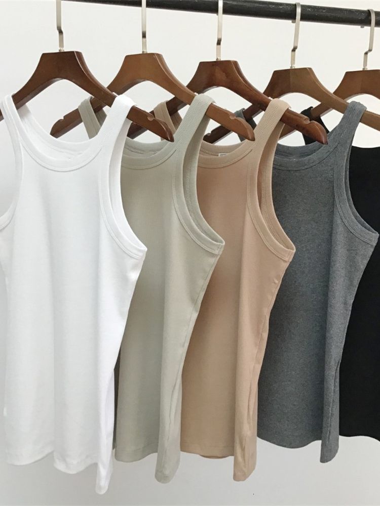 Camisoles Tanks Women O-neck Sleeveless Tank Top lady Slim Stretch Vest Slim Camis Female Casual Fashion Bottoming Top 230413