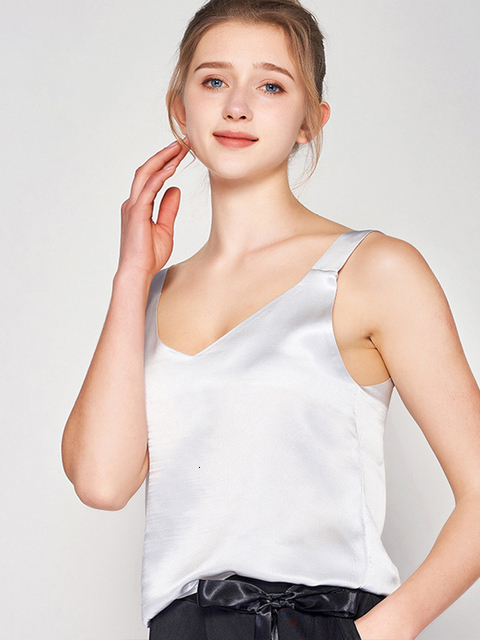 Camisoles Tanks SuyaDream Women Silk Camisole 100%Pure Silk Simple Chic Camis Spring Summer T shirts Black White 230413