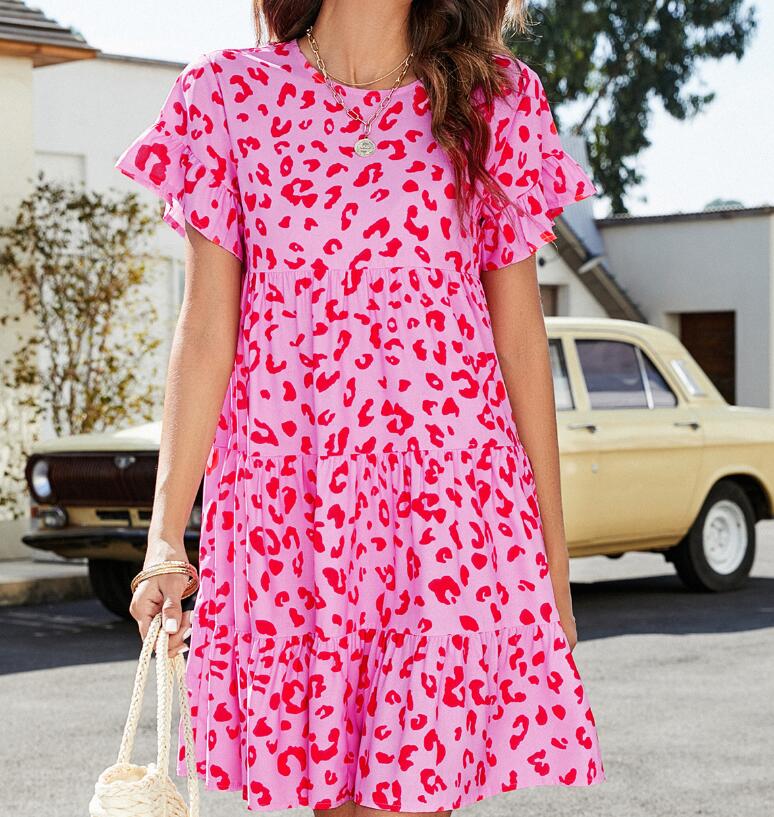 Hot ladies casual dresses short sleeve flower print loose women dresses summer o neck flower girls' dresses
Hot ladies casual dresses short sleeve flower print loose women dresses summer o neck flower girls' dresses