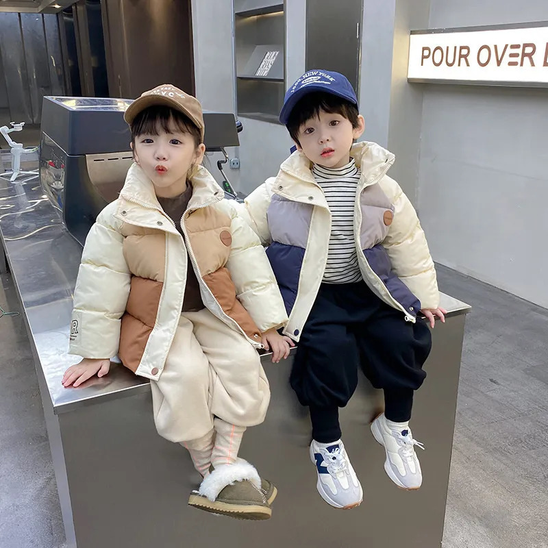 Down Coat Kids Down Outerwear Winter Warm Coats Baby Stand Collar Down Jackets Children Clothing Thicken Windproof Boys Girls Parkas 231113