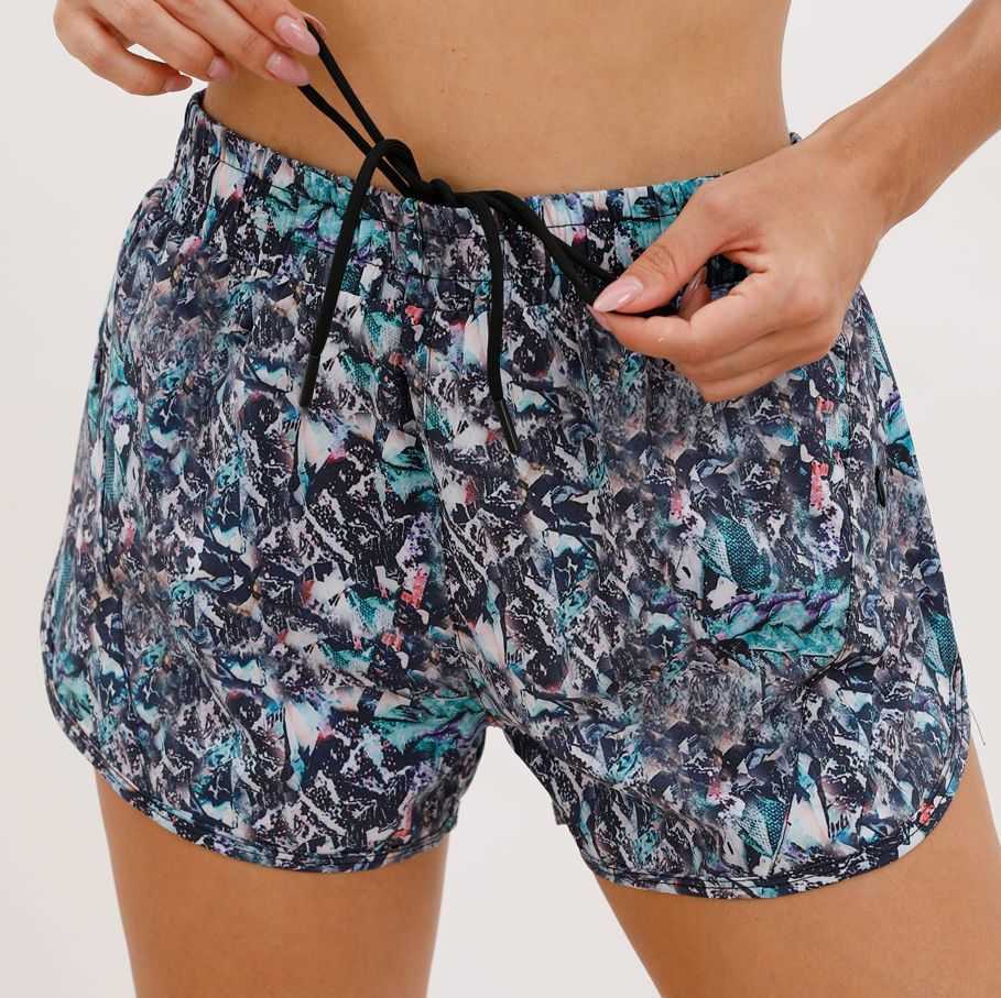 Yoga Outfit Camouflage Running Women Sports With Liner Side Zipper Pockets Gym Exercise Workout Training Fi Shorts