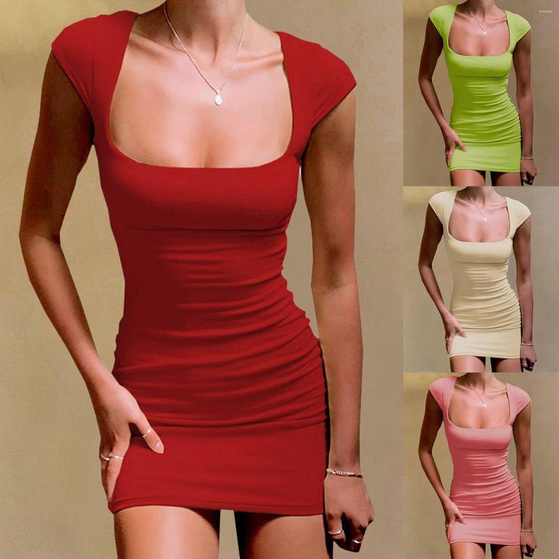 Casual Dresses Women Short Sleeve Solid Color Mini Dress Summer Deep U Sexy Temperament Elastic Slim Skirt, Khaki
Casual Dresses Women Short Sleeve Solid Color Mini Dress Summer Deep U Sexy Temperament Elastic Slim Skirt, Khaki