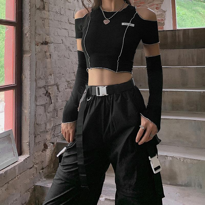 Women' T Shirts Patchwork Black T-shirts Gothic One Shoulder Sleeve Crop Tops Ruffles Hem Hip Hop Techwear Women Tees
Women' T Shirts Patchwork Black T-shirts Gothic One Shoulder Sleeve Crop Tops Ruffles Hem Hip Hop Techwear Women Tees