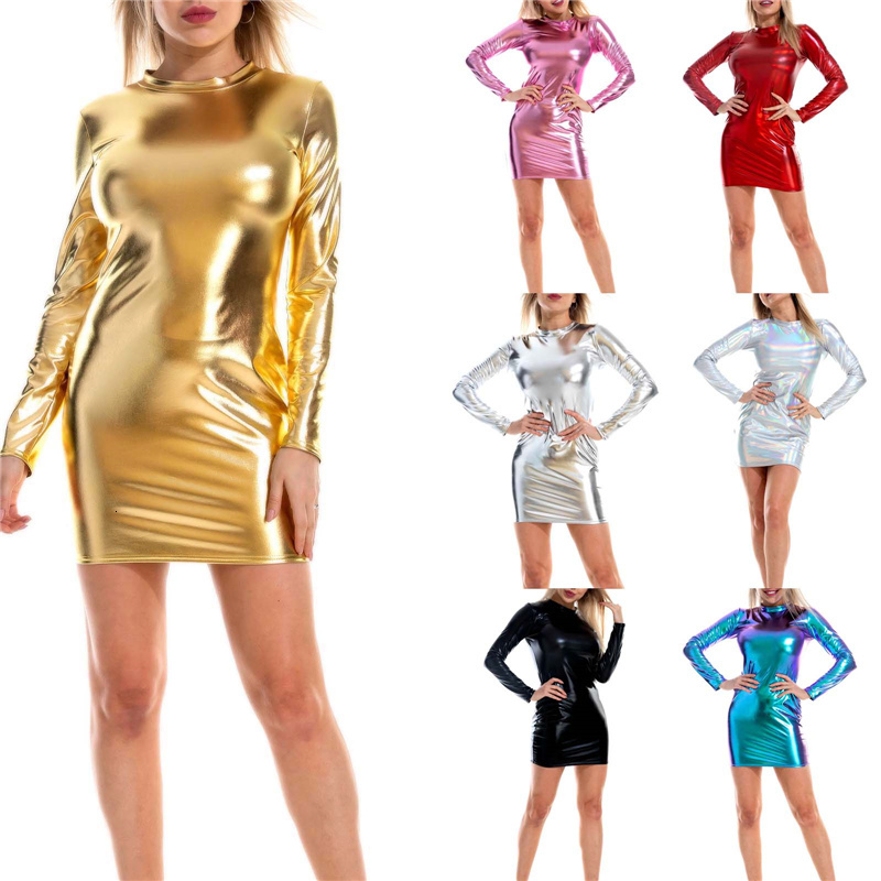 Casual Dresses PU Leather Bodycon Mini Dress Women Shiny Metallic Long Sleeve Round Neck Club Dresses Fashion Party Vestidos 230413, Black
Casual Dresses PU Leather Bodycon Mini Dress Women Shiny Metallic Long Sleeve Round Neck Club Dresses Fashion Party Vestidos 230413, Black