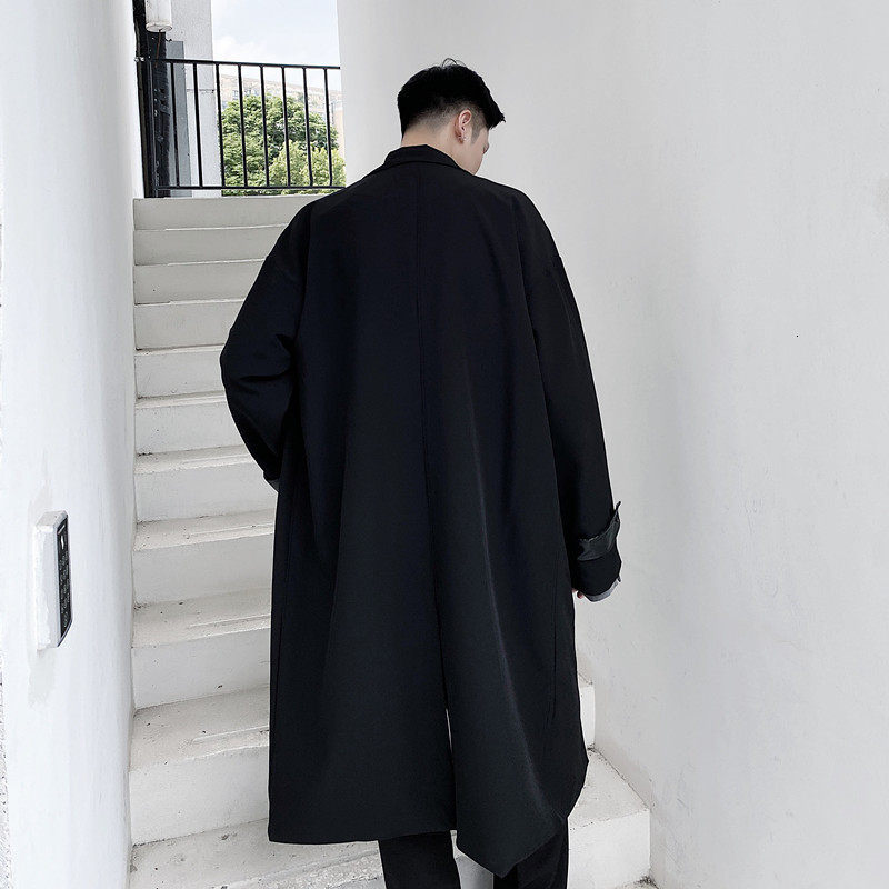 Men's Trench Coats coat Men Vintage Korean Fashion Double Breasted Loose Causal Long Coat Outerwear Autumn Winter Male Overcoat Jacket 230413Z