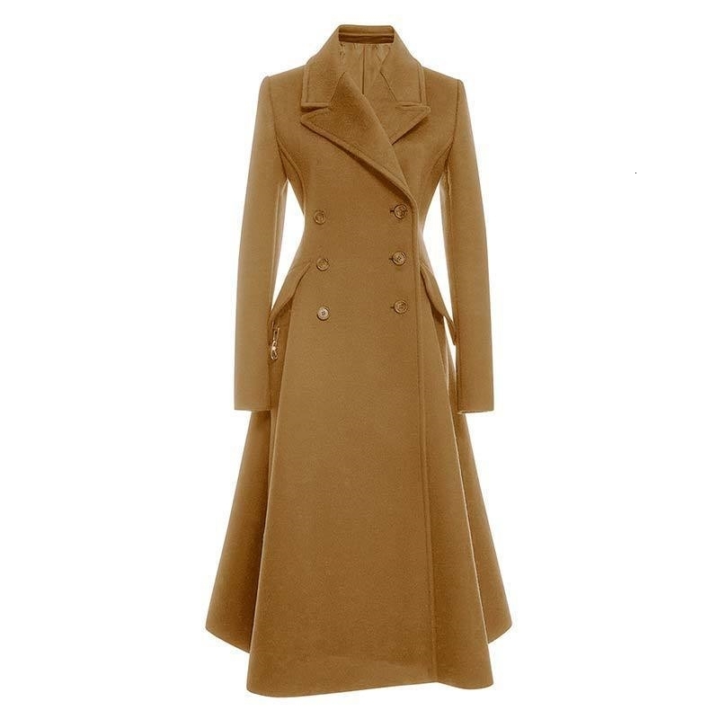 Women's Wool Blends 2023 Long Woolen Coat Female Autumn And Winter Temperament Slim Thick PH016 231110