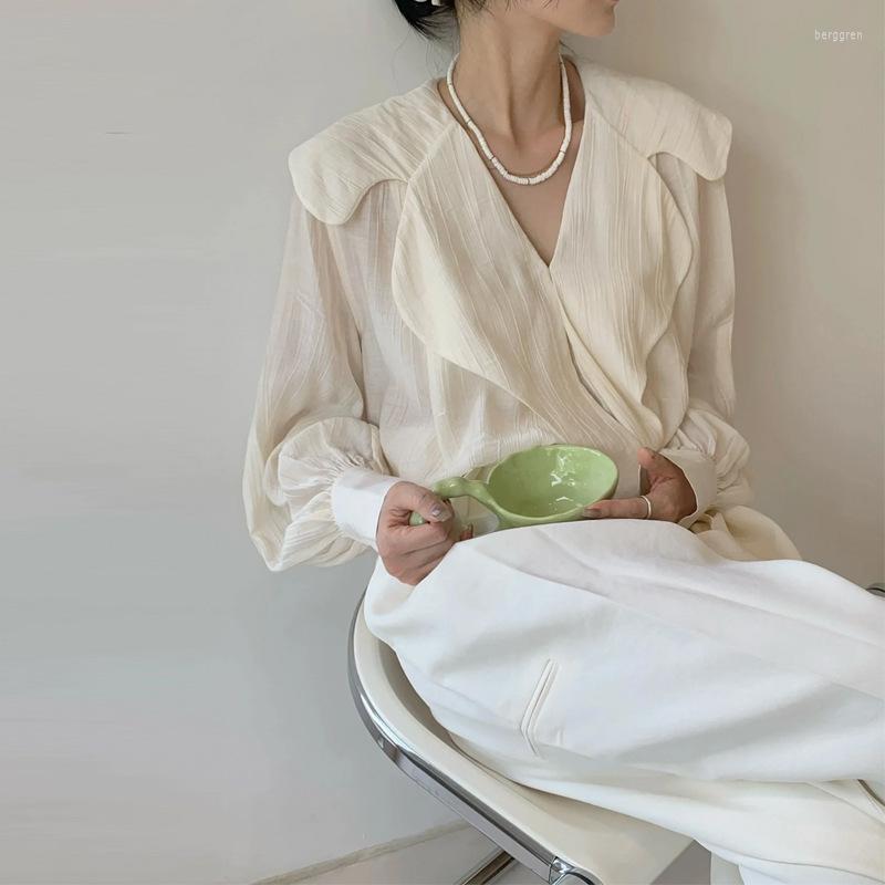 Women's Blouses 2023 Spring And Summer Women Shirt V-neck Solid Color Irregular Long-sleeved, White
Women's Blouses 2023 Spring And Summer Women Shirt V-neck Solid Color Irregular Long-sleeved, White