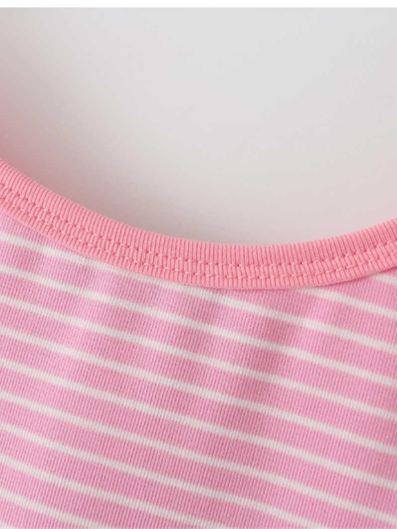 Camisoles Tanks PUWD Casual Women Pink Striped Print Soft Cotton Tank Summer Fashion Ladies Vintage Slim Short Tops Female Chic Crop Top 230413