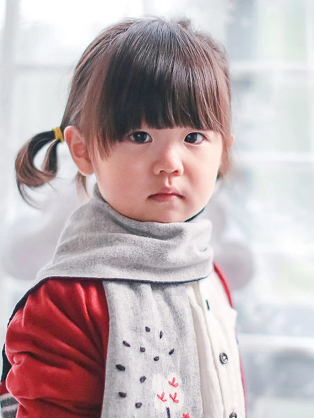 Scarves Wraps TOU--Baby Girl Winter Warm Scarf Knitted Kids Soft Scarves Child Embroidered Lovely Flower Scarf 231113