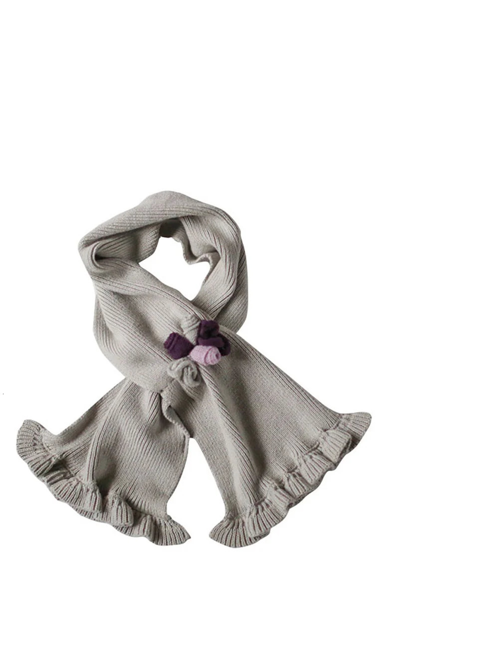 Scarves Wraps TOU--Baby Girl Winter Warm Scarf Knitted Kids Soft Scarves Child Embroidered Lovely Flower Scarf 231113