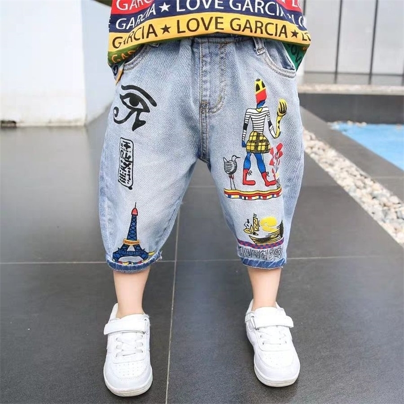 Shorts Denim for Kid Boys Jean Summer Casual Cotton Print Children Pants 90 To 160cm Boy 230412