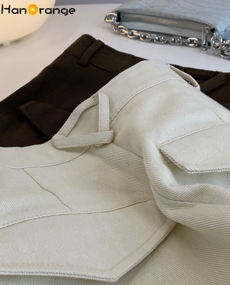 Women's Pants Capris HanOrange Floor Mopping Trousers Women Wide Leg Pants Cotton Casual Spring Autumn Simple Wide High Waist Milk White / Brown 