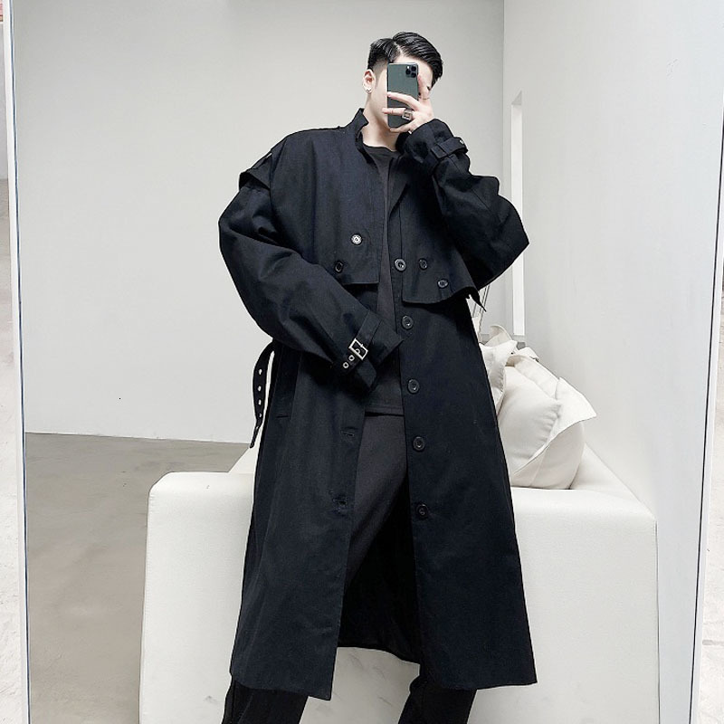 Men's Trench Coats Men Streetwear Fashion Loose Casual Coat Male Women Punk Gothic Harajuku Long Motorcycle Jacket Outerwear 230413Z