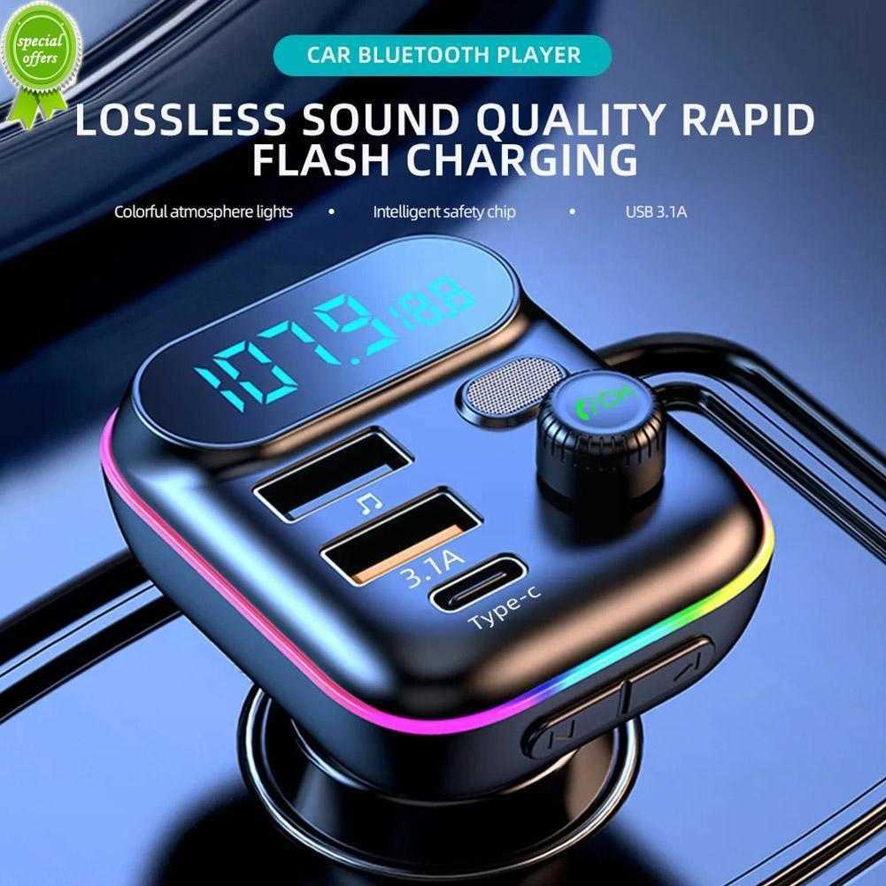 

New Car Bluetooth 5.0 FM Transmitter Dual USB QC3.0 PD Type Player Charger Music C Fast 18W Mp3 Handsfree F5Y8