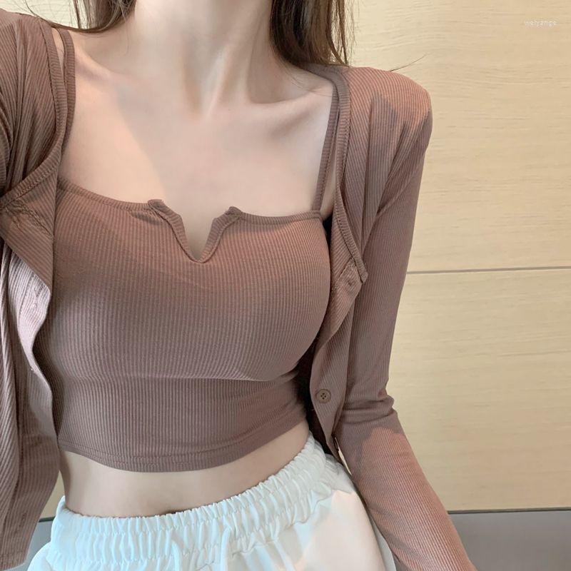 Women's T Shirts Chest Padded Camisole Summer Cropped Thin Sunscreen Cardigan Top Crop Tees Suit Y2k, Gray
Women's T Shirts Chest Padded Camisole Summer Cropped Thin Sunscreen Cardigan Top Crop Tees Suit Y2k, Gray