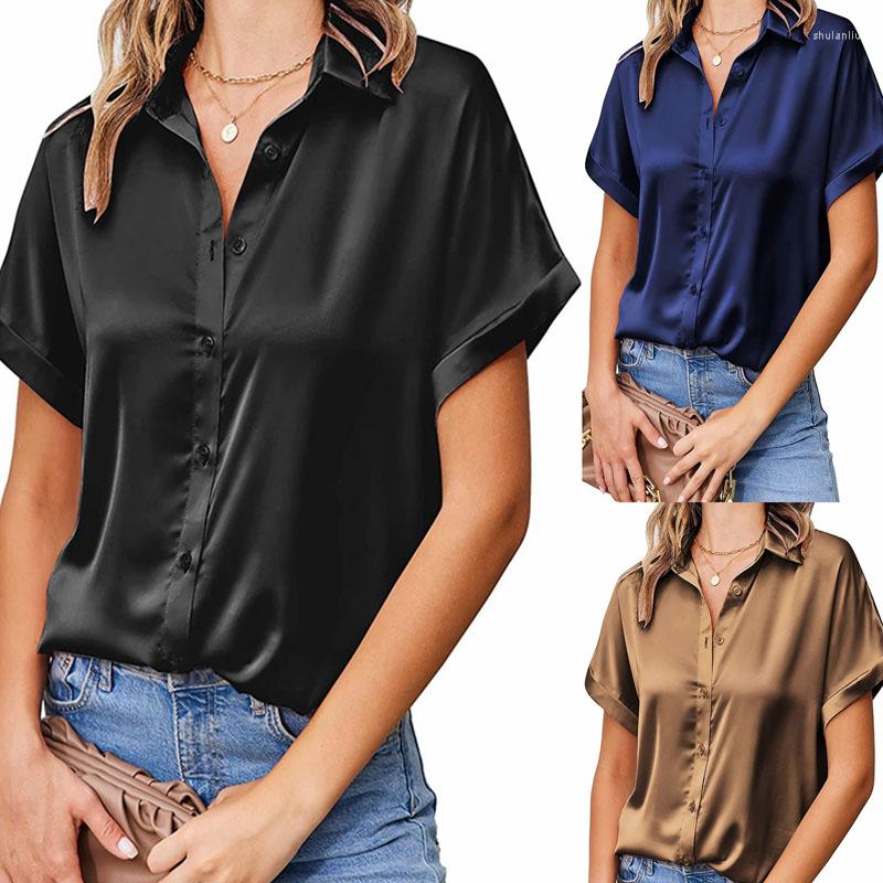 Women' Blouses Office Loose Satin Blouse Women Elegant Short Sleeve Silk Solid Shirts For 2023 Summer Fashion Ladies Clothing Tops 24910, Black
Women' Blouses Office Loose Satin Blouse Women Elegant Short Sleeve Silk Solid Shirts For 2023 Summer Fashion Ladies Clothing Tops 24910, Black