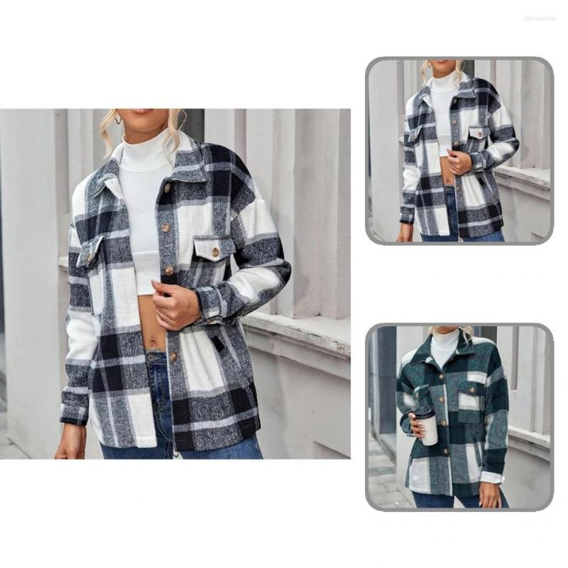 Women's Blouses Winter Coat Flap Pockets All-Match Lapel Plaid Print Buttons Down Shirt Jacket For Office, Khaki
Women's Blouses Winter Coat Flap Pockets All-Match Lapel Plaid Print Buttons Down Shirt Jacket For Office, Khaki