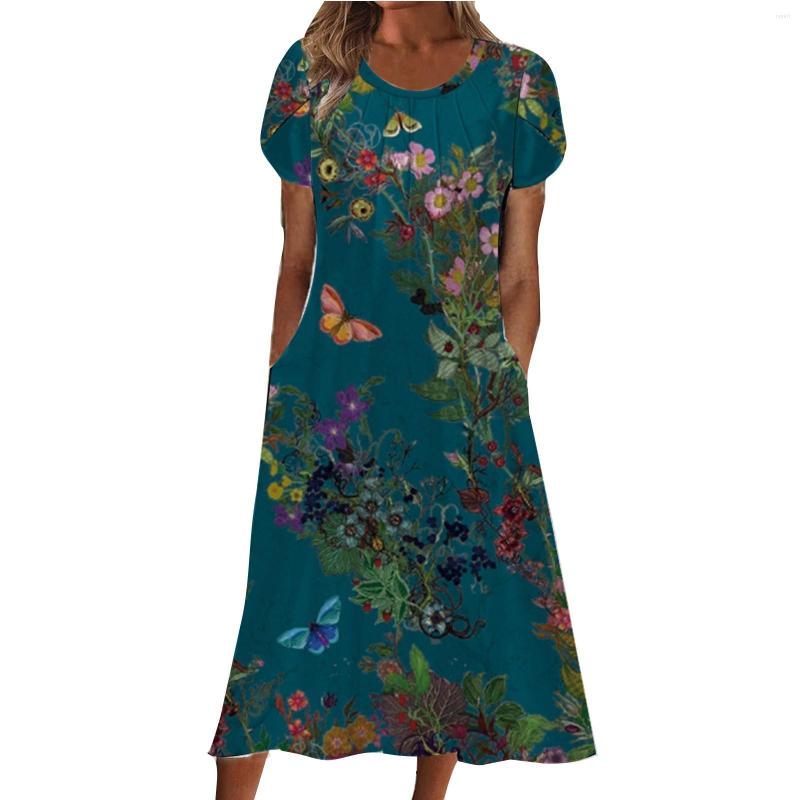 Casual Dresses Women's Floral Print Round Neck Lace Split Short Sleeve Dress Pocket Long, Yellow
Casual Dresses Women's Floral Print Round Neck Lace Split Short Sleeve Dress Pocket Long, Yellow