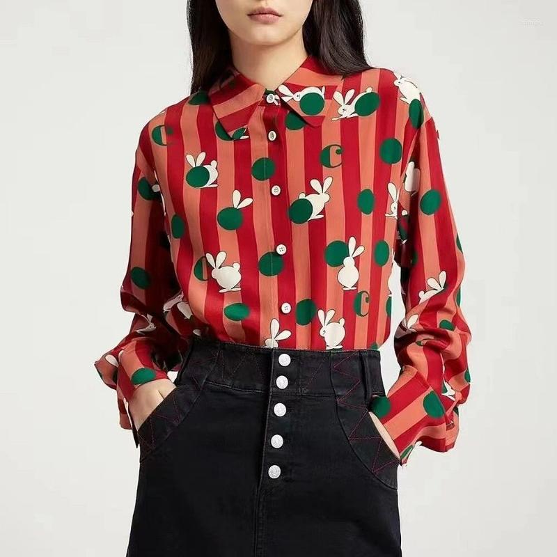 Women' Blouses 2023 Spring And Summer Women Cute Printed Silk Long-sleeved Shirt, Green bunny
Women' Blouses 2023 Spring And Summer Women Cute Printed Silk Long-sleeved Shirt, Green bunny
