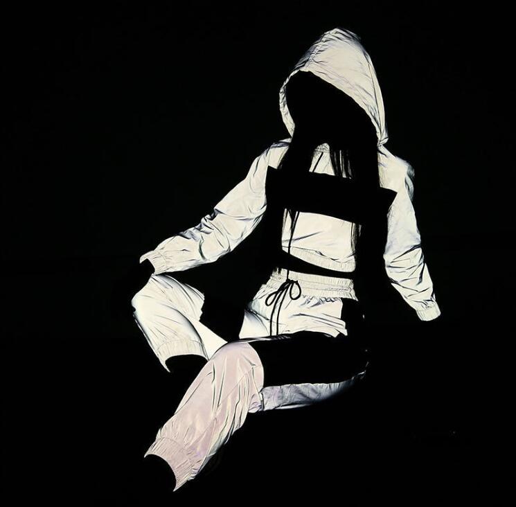 WS162 Women's Two Piece Pants long sleeve hooded Reflective jacket pullover Women's Clothing